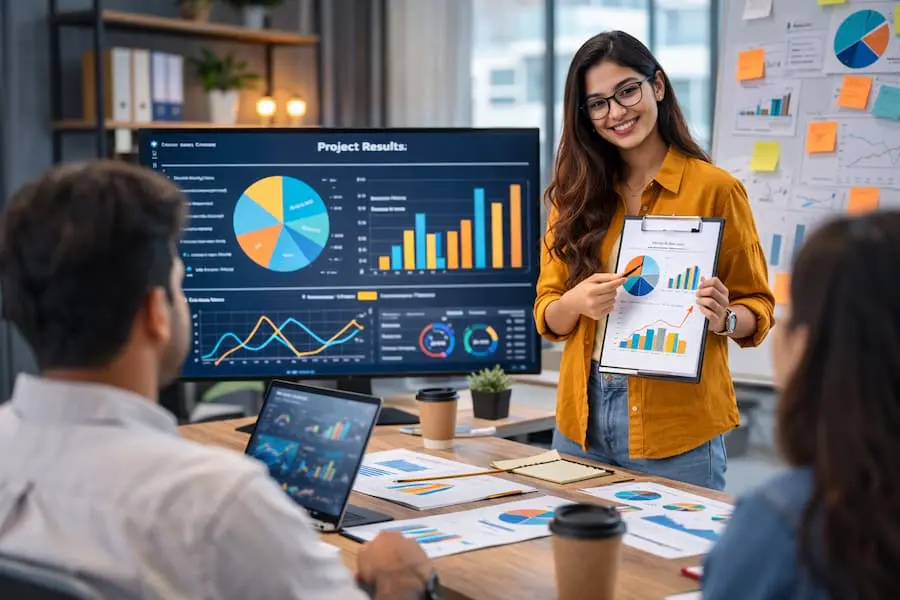 students learning digital marketing analytics and practical skills