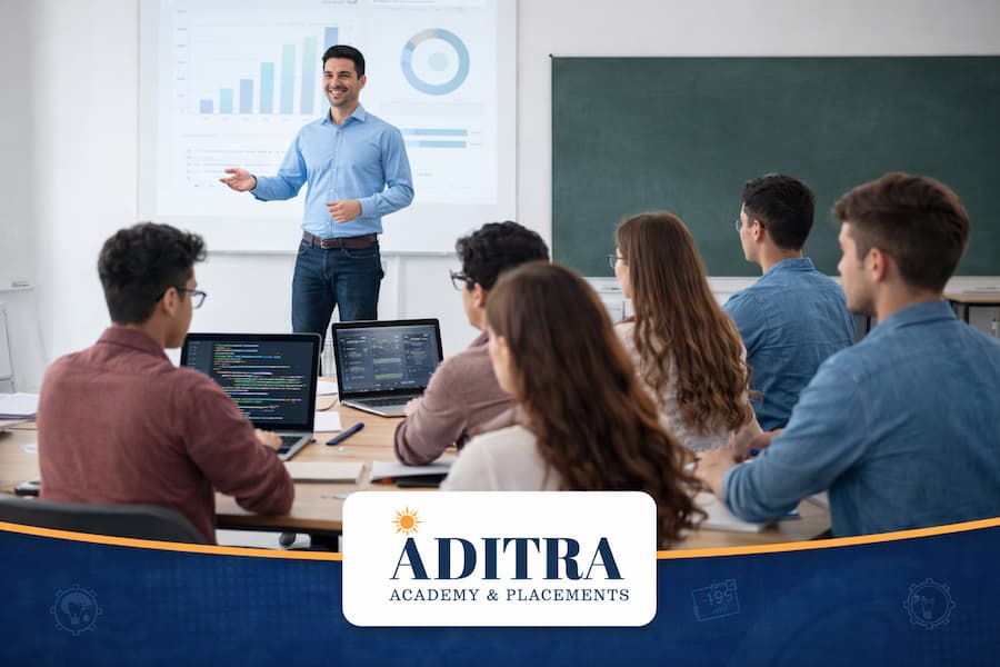 Students attending offline classroom training at IT training institute